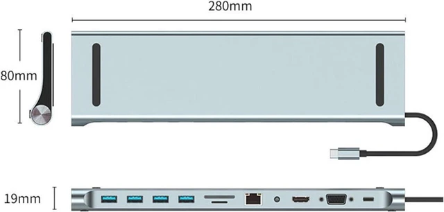 Alt view image 3 of 4 - TY>pe C HUB with 100W PD Adapter HDTV 1080P 4K RJ45 Ethernet USB Disk m;ic/ro SD TF Card Reader for Extender