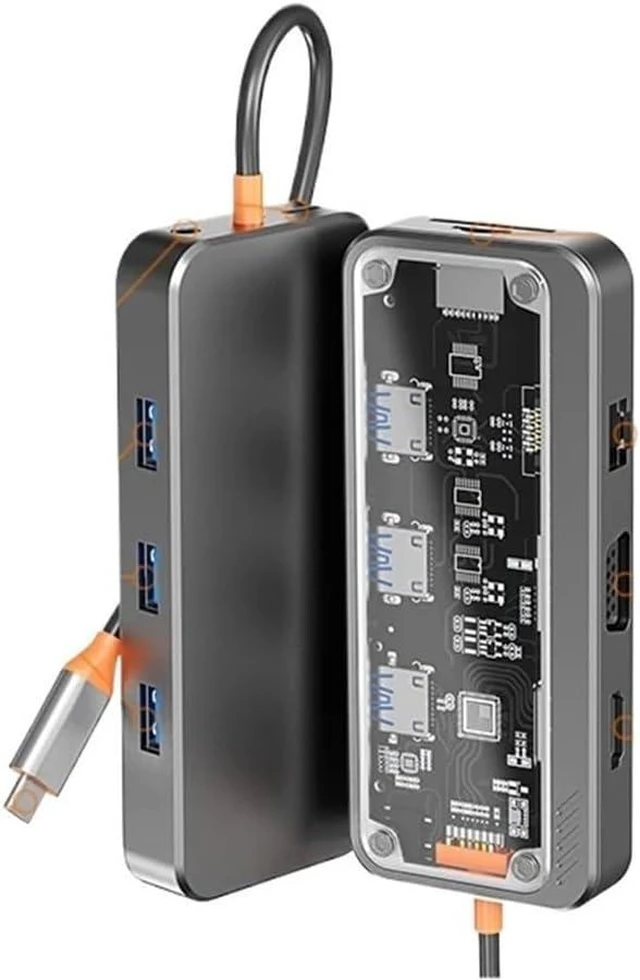 Alt view image 3 of 3 - USB C Hub 10 in 1 Docking Station TY>pe to PD HD-MI USB3.0 * 3 SD TF Ethernet RJ45 1000M V/GA 3.5mm for M1 M2