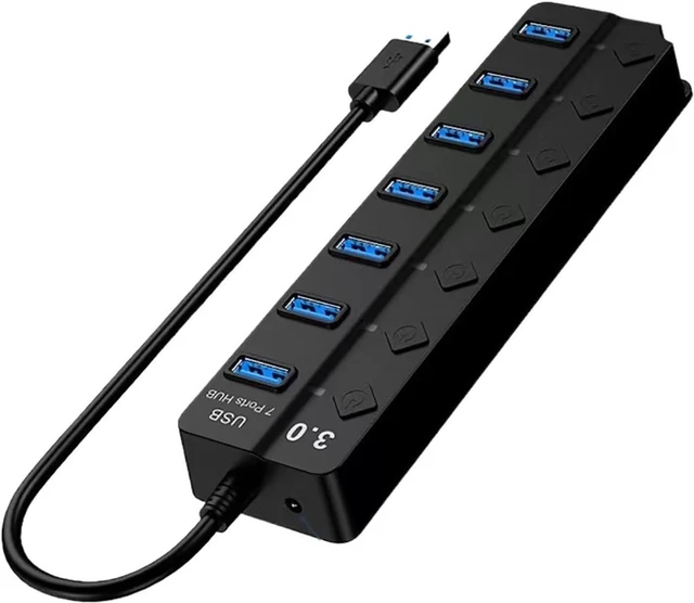 Alt view image 4 of 5 - 7 Ports USB HUB All 3.0 with On/Off Switch 5Gbps High Speed Transmission Docking Station for PC Pro(7-P 7x3.0)