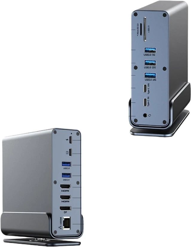 Main image of 15 in 1 USB C Docking Station HDMI DP 4K HD Vertical HUB with Triple M>oni>tor,RJ45 1000M, 3.0/2.0,PD .,SD/TF, .5(15 in 1)