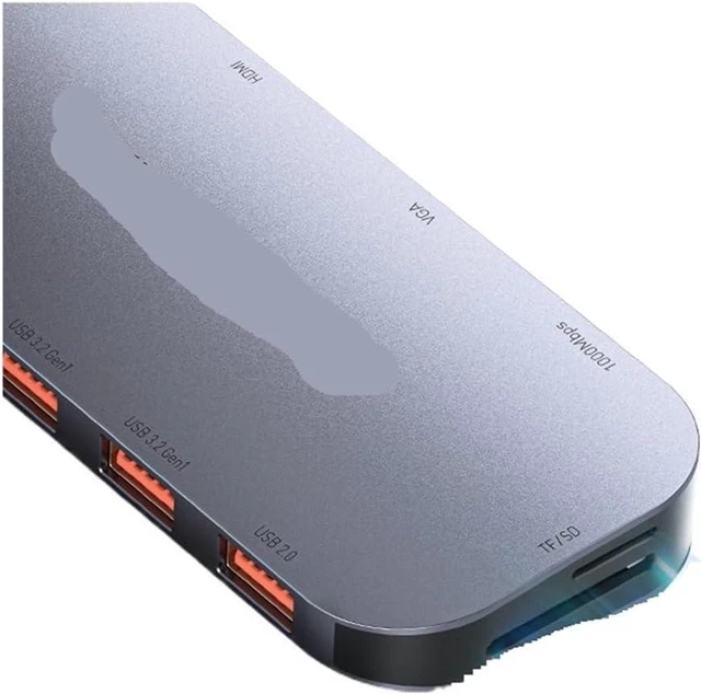 Alt view image 4 of 4 - 11 in 1 USB C HUB 4K 30HZ TY>pe Docking Station for Air Pro Adapter Splitter for Laptops HDMI-Compatible RJ45(Grey 7 in 1 HUB)