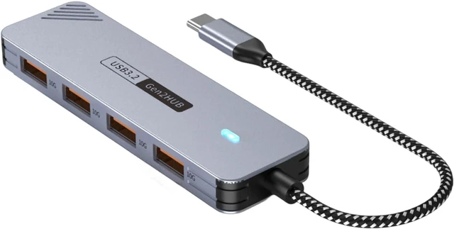 Main image of 4Port USB C Hubs Aluminum USB3.2 Expander 10Gbps Data Transfer Adapter For Laptop Desktop PC Mobile Phones Devices USB C Hubs