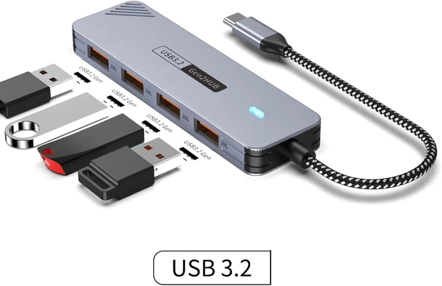 Alt view image 2 of 7 - 4Port USB C Hubs Aluminum USB3.2 Expander 10Gbps Data Transfer Adapter For Laptop Desktop PC Mobile Phones Devices USB C Hubs