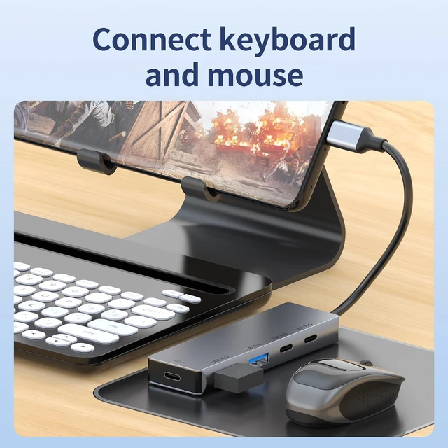 Alt view image 5 of 7 - Aluminum USB C Hub 4 Port 10Gbps High Speed Data Transfer PD100W for Charging Laptop Tablet