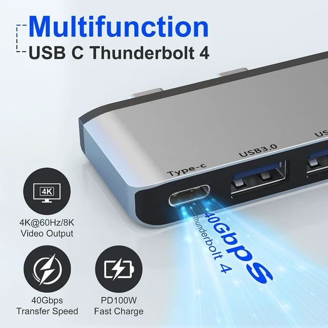Alt view image 3 of 7 - Surface Pro 12 Docking Station, USB Hub and Adapter with 4K HDMI, USB-C Thunderbolt 4 (Display+Data+100W PD), 2 USB 3.0, 3.5mm Audio, SD/TF Card Slot for Surface Pro 12 inch 2025