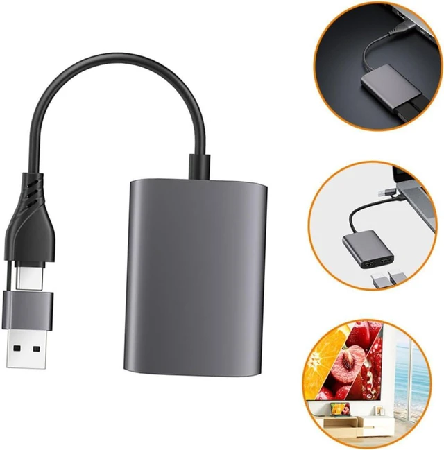 Alt view image 4 of 7 - Type-c USB to Dual Adapter High Definition Display Splitter Hub for Laptop with Fast Stable
