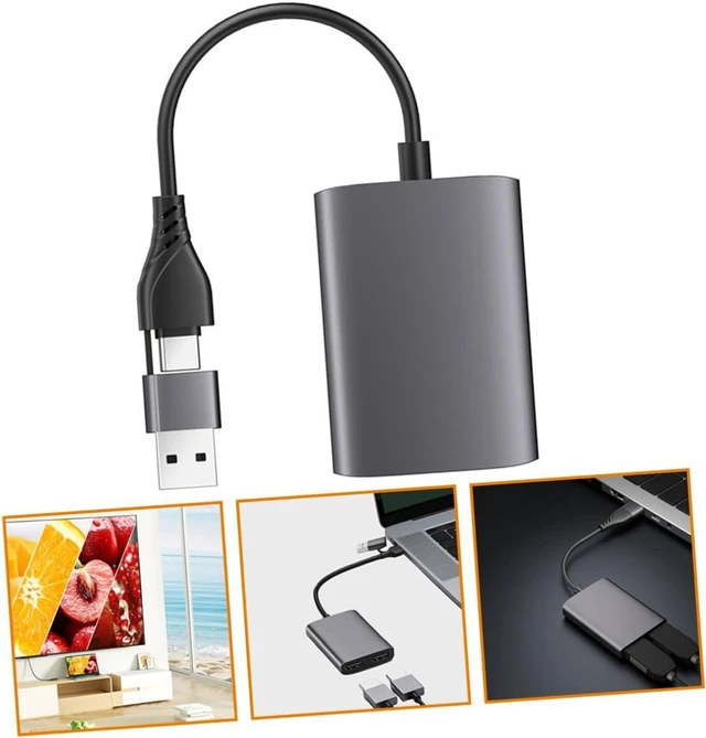 Alt view image 6 of 7 - Type-c USB to Dual Adapter High Definition Display Splitter Hub for Laptop with Fast Stable
