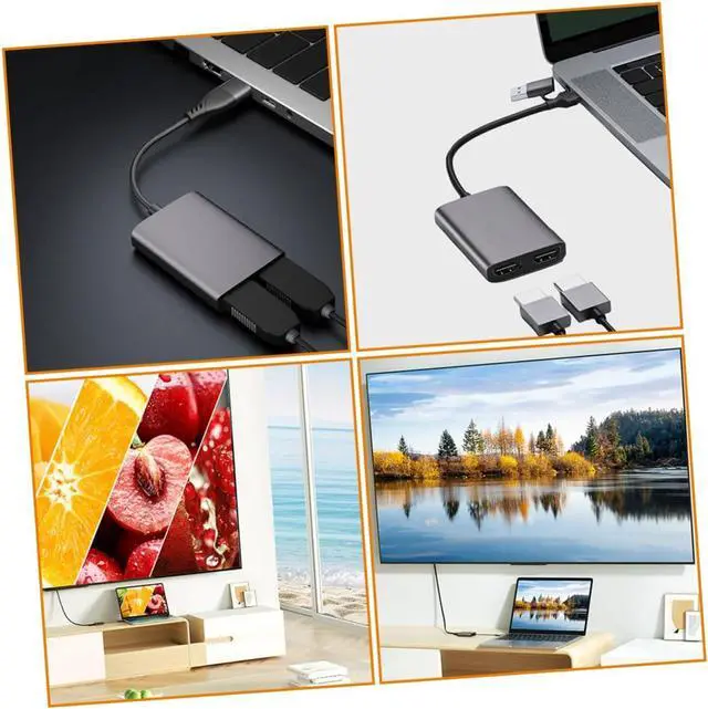 Alt view image 6 of 7 - Type-c USB to Dual Adapter HD Converter with Fast Stable Transmission Dual Monitor Display for