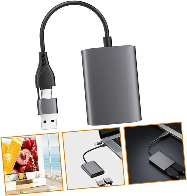 Alt view image 7 of 7 - Type-c USB to Dual Adapter HD Converter with Fast Stable Transmission Dual Monitor Display for