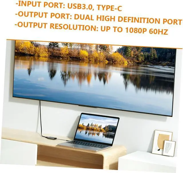 Alt view image 4 of 7 - Type-c USB to Dual Adapter HD Converter with Fast Stable Transmission Dual Monitor Display for