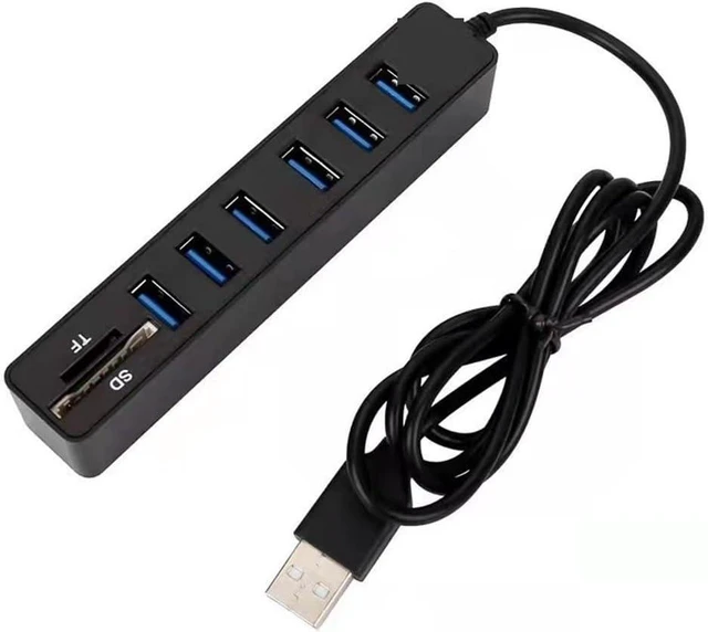 Alt view image 2 of 3 - USB 2.0 Hub 6 Port Hub Multi Splitter Port 100cm Long Cable Multiple Expanderfor Computer Laptop PC USB Adapter Accessories(A White)