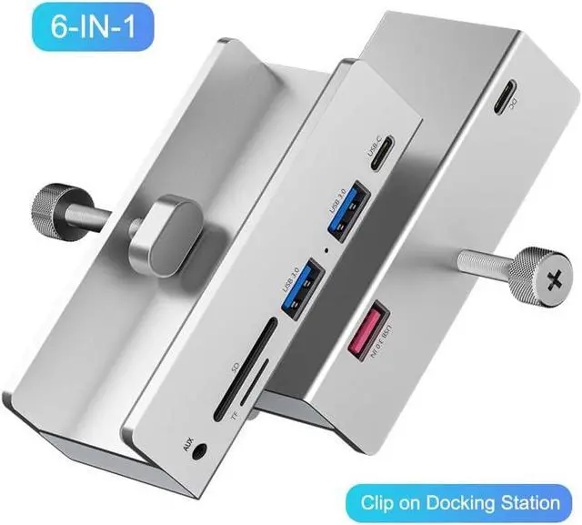 Alt view image 3 of 3 - 6Ports USB 3.0 HUB with Power Supply USB3.0 Splitter Adapter Clip-Type Multi Splitter 5G Data Transmission for Laptop(2 USB 2 Type C)