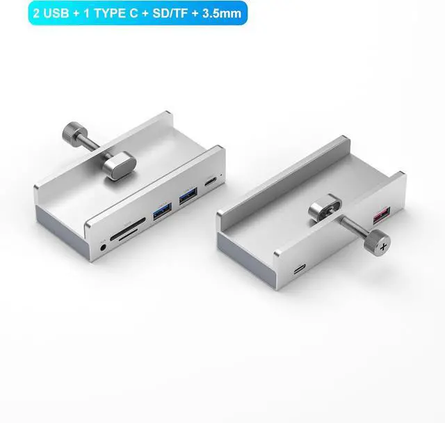 Alt view image 2 of 3 - 6Ports USB 3.0 HUB with Power Supply USB3.0 Splitter Adapter Clip-Type Multi Splitter 5G Data Transmission for Laptop(2 USB 2 Type C)