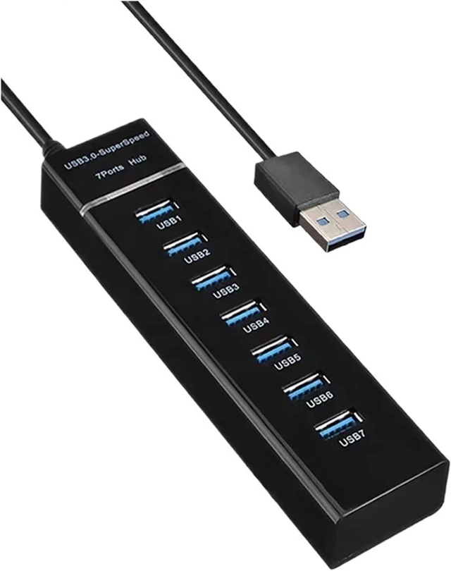 Main image of USB 3.0 2.0 HUB Cable Splitter USB Disk Keyboard Mouse Fan Hard Disk Light Adapter with DC Power Supply Port for Laptop Notebook(7 Port USB2.0)