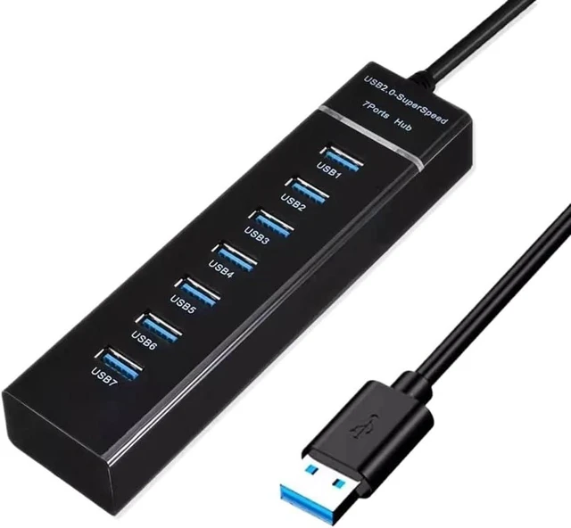 Alt view image 2 of 4 - USB 3.0 2.0 HUB Cable Splitter USB Disk Keyboard Mouse Fan Hard Disk Light Adapter with DC Power Supply Port for Laptop Notebook(7 Port USB2.0)
