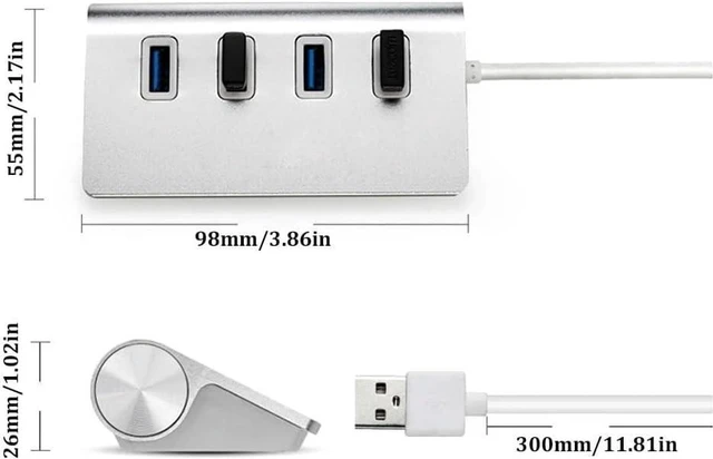 Alt view image 3 of 3 - 5Gbps USB 3.0 HUB 4/7Port USB 3.0 Port Aluminum USB Splitter Docking Station Expander for Laptop Computer PC(7 in 1)
