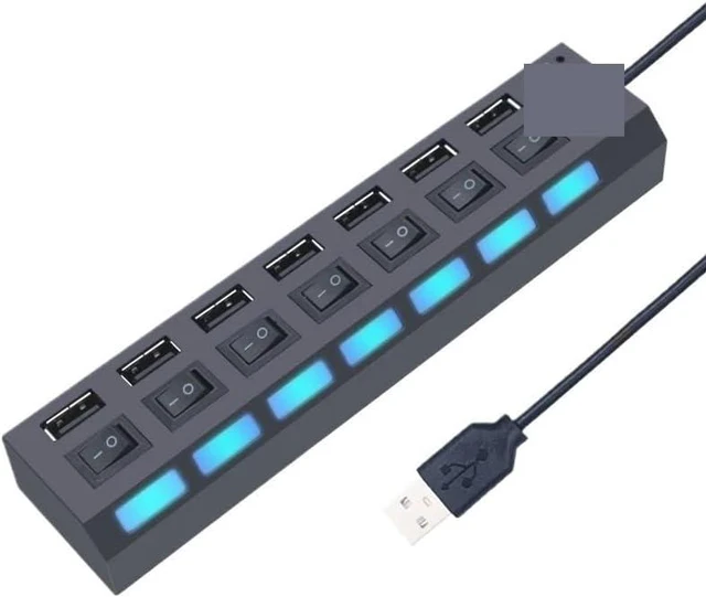 Alt view image 2 of 5 - USB Hub 3.0 Hub USB 3 USB 2.0 Multi USB Splitter Power Adapter 4/7 Port Multiple Expander 2.0 with Switch for PC Accessories(200A)