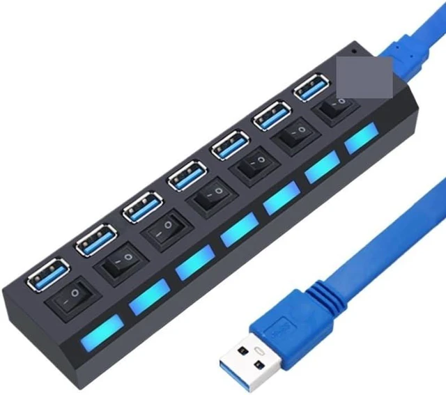 Alt view image 3 of 5 - USB Hub 3.0 Hub USB 3 USB 2.0 Multi USB Splitter Power Adapter 4/7 Port Multiple Expander 2.0 with Switch for PC Accessories(200A)