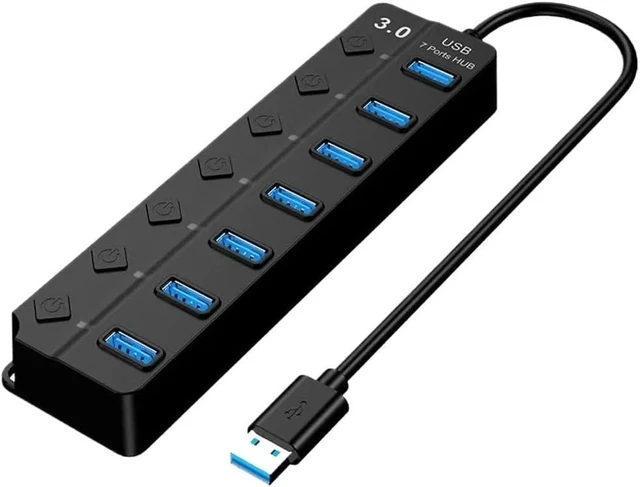 Alt view image 3 of 3 - USB 3.0 HUB 7Ports Aluminum Splitter Adapter USB C Docking Station Multiple PortComputer Accessories(White)