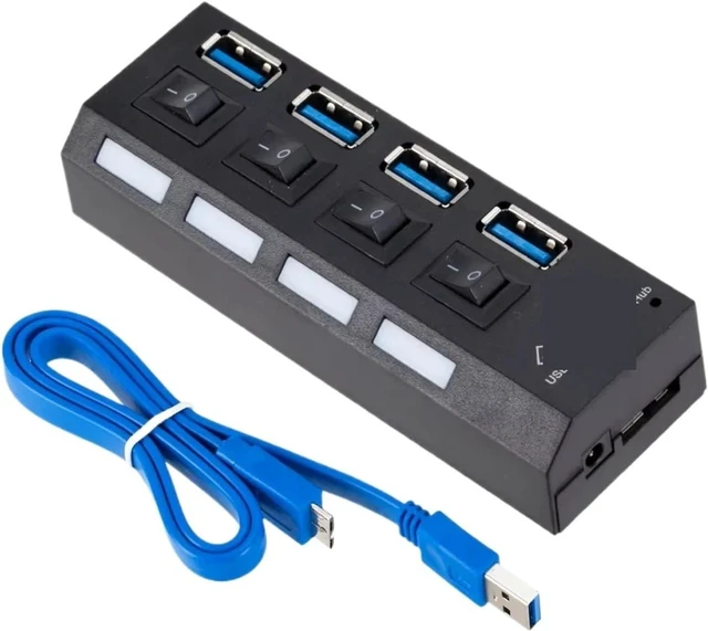 Main image of USB 3.0 Hub USB HUB Splitter Multi USB 3.0 Hub Multiple 4/7 Port Hub Splitter with Power Adapter Computer Accessories Hub for PC(4 Ports with US Plug)