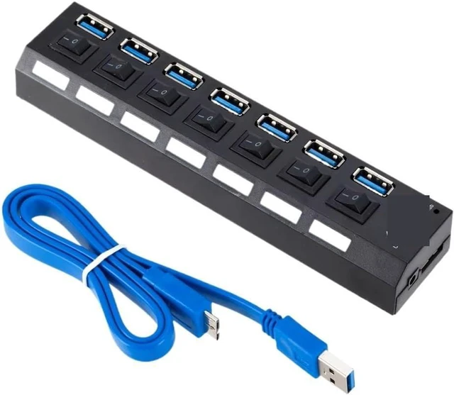 Alt view image 2 of 4 - USB 3.0 Hub USB HUB Splitter Multi USB 3.0 Hub Multiple 4/7 Port Hub Splitter with Power Adapter Computer Accessories Hub for PC(4 Ports with US Plug)