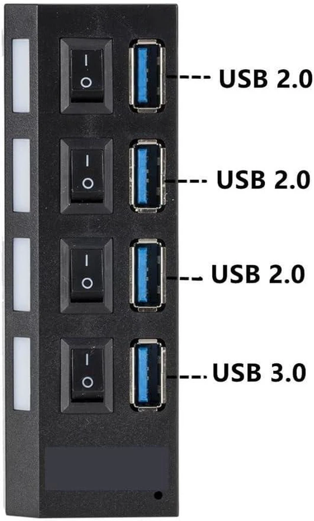 Alt view image 4 of 4 - USB 3.0 Hub USB HUB Splitter Multi USB 3.0 Hub Multiple 4/7 Port Hub Splitter with Power Adapter Computer Accessories Hub for PC(4 Ports with US Plug)