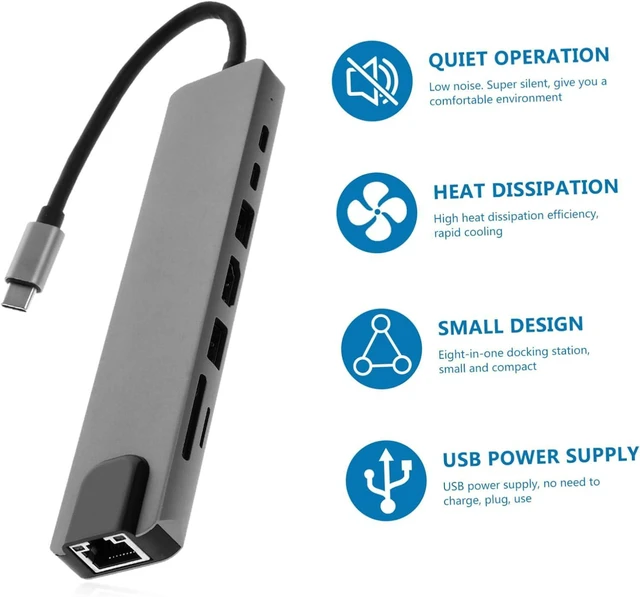 Alt view image 5 of 7 - SEWACC Type C USB Hub Docking Station with Display Pd Charging Gigabit Ethernet and Multiple USB Ports