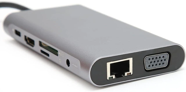Alt view image 2 of 7 - EBTOOLS 10 in 1 USB C Hub, USB 3.0+HDMIMemoryStorage Card ReaderRJ45+PD + 3.5MM AudioVGA Multifunction Docking Station