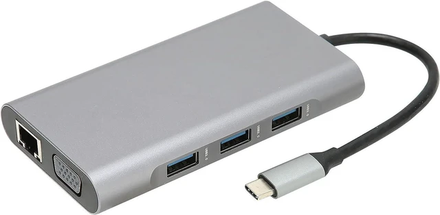 Alt view image 5 of 7 - EBTOOLS 10 in 1 USB C Hub, USB 3.0+HDMIMemoryStorage Card ReaderRJ45+PD + 3.5MM AudioVGA Multifunction Docking Station