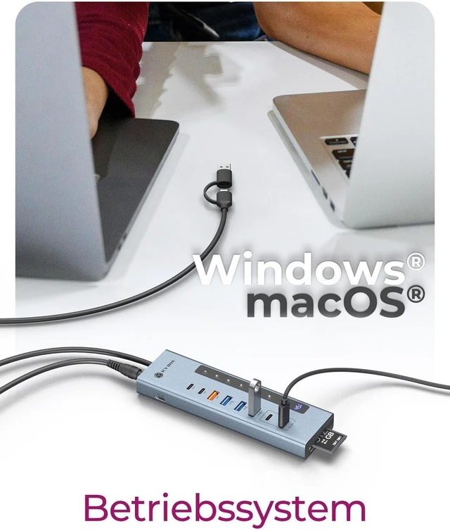 Alt view image 7 of 7 - ICY BOX (11-in-1) USB-C Hub with Card Reader, 2X USB-C & 1x USB-A (10Gbps), 3X USB-A (5Gbps), 100W PD, SD/microSD UHS-I, IB-HUB1742CR-C2PD