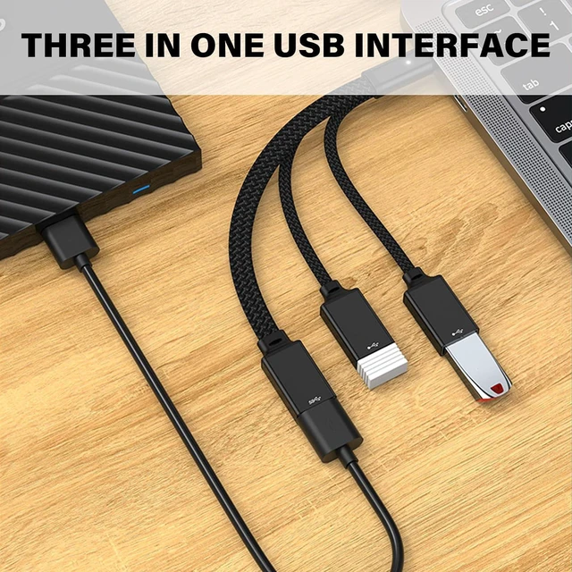 Alt view image 5 of 6 - Multifunction USB C Hub Extension Aluminum USB C 3 Port Hub Aluminum Adapter