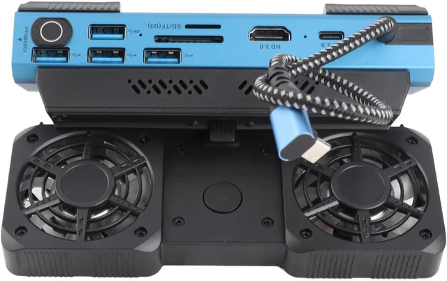 Alt view image 2 of 7 - 9 in 1 RGB Docking Station, USB C to HD Multimedia Interface 4K 60Hz Gigabit Ethernet USB 3.0 Ports for, with Dual Cooling Fan and 100W PD Charging