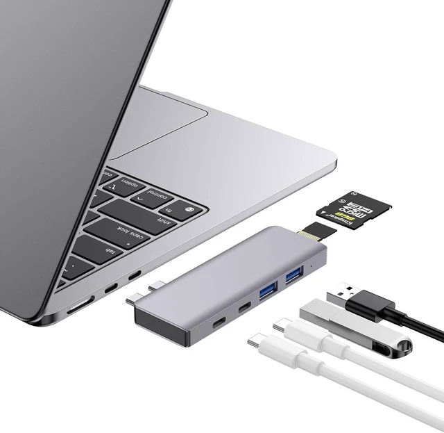 Main image of USB C Hub, 6-in-2 USB Adapter for MacBook Pro Air Thunderbolt 4 Dock with 100W PD, 40Gbps, USB-C 3.0, 2 USB-A 3.0, SD/TF Card Reader, Compatible with MacBook Pro Air M1/M2/M3/M4