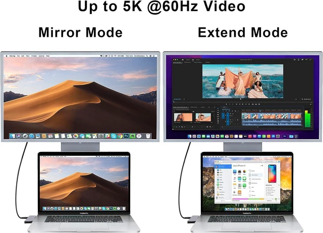 Alt view image 6 of 7 - USB C Hub, 6-in-2 USB Adapter for MacBook Pro Air Thunderbolt 4 Dock with 100W PD, 40Gbps, USB-C 3.0, 2 USB-A 3.0, SD/TF Card Reader, Compatible with MacBook Pro Air M1/M2/M3/M4
