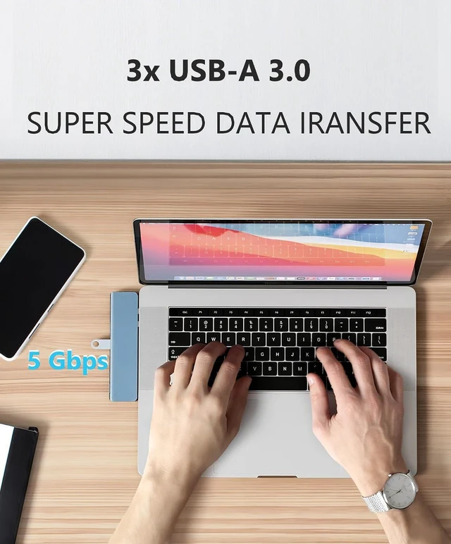 Alt view image 3 of 4 - 7-in-2 USB C Hub for MacBook: 4K HDMI, Thunderbolt 4 Compatible, 100W Charging, 40Gbps Data, SD/microSD for MacBook Air/Pro M Series & More