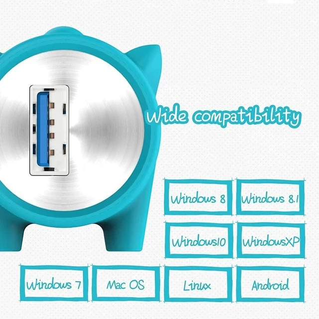 Alt view image 3 of 6 - 4 in 1 Cute Pet-Shape HUB for MAC Notebook Aluminum Alloy Silicone 100cm Detached Data Cable (Color : Blue)