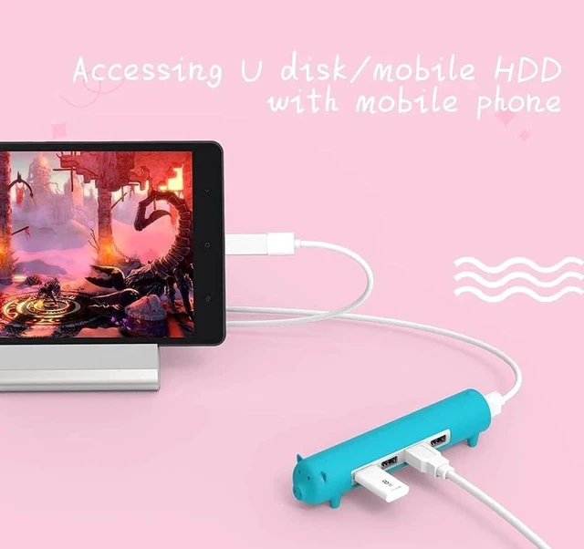 Alt view image 5 of 6 - 4 in 1 Cute Pet-Shape HUB for MAC Notebook Aluminum Alloy Silicone 100cm Detached Data Cable (Color : Blue)