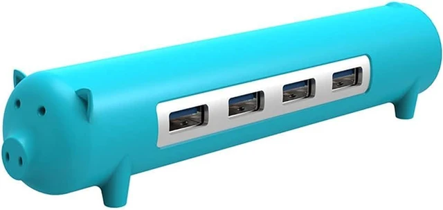 Main image of 4 in 1 Cute Pet-Shape HUB for MAC Notebook Aluminum Alloy Silicone 100cm Detached Data Cable (Color : Blue)