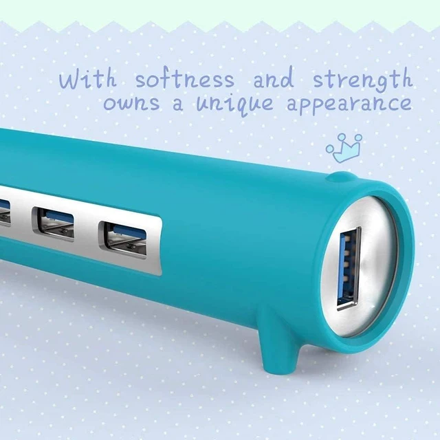 Alt view image 6 of 6 - 4 in 1 Cute Pet-Shape HUB for MAC Notebook Aluminum Alloy Silicone 100cm Detached Data Cable (Color : Blue)