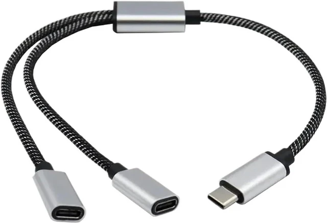 Main image of USB C Male to Double Female Splitter TY>pe Hub for Gaming Handle and Powerbanks R4F4(A)