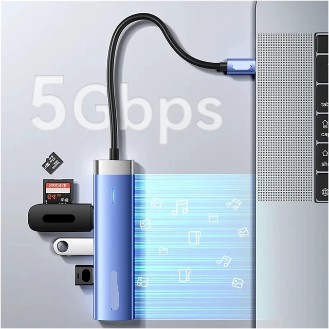 Alt view image 3 of 6 - USB C HUB 4K@30Hz HDMI 3 Desktop Adapter PD 100W Splitter for Pro