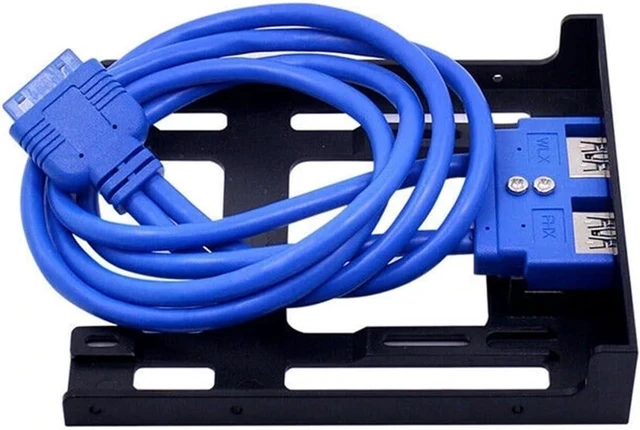 Alt view image 2 of 6 - 2 Ports USB 3.0 Front Panel Floppy Disk Bay 20 Pin USB3.0 Hub Expansion Cable Adapter Plastic Bracket Compatible with The PC Desktop