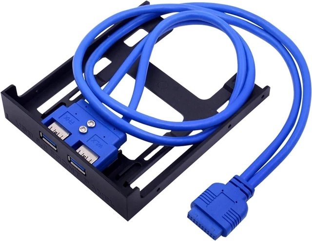 Main image of 2 Ports USB 3.0 Front Panel Floppy Disk Bay 20 Pin USB3.0 Hub Expansion Cable Adapter Plastic Bracket Compatible with The PC Desktop