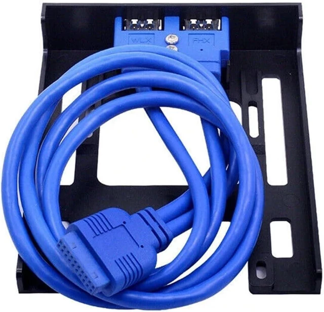 Alt view image 3 of 6 - 2 Ports USB 3.0 Front Panel Floppy Disk Bay 20 Pin USB3.0 Hub Expansion Cable Adapter Plastic Bracket Compatible with The PC Desktop
