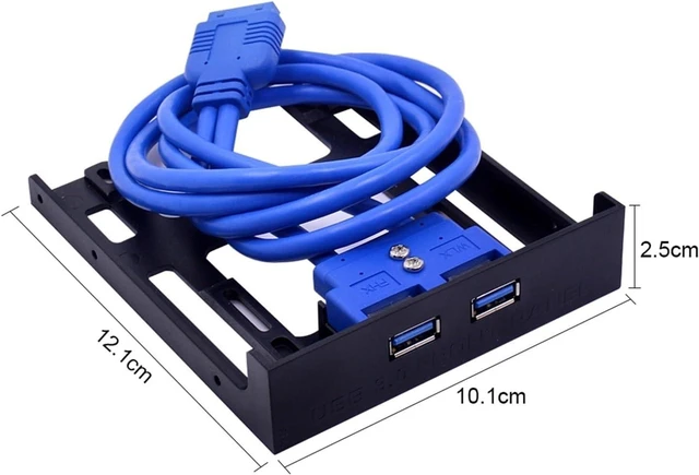 Alt view image 6 of 6 - 2 Ports USB 3.0 Front Panel Floppy Disk Bay 20 Pin USB3.0 Hub Expansion Cable Adapter Plastic Bracket Compatible with The PC Desktop