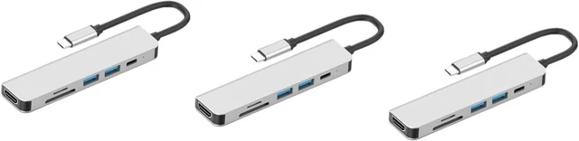 Main image of Uonlytech 3pcs Portable USB Hub Multiport Adapter Type-c and Video Output for Laptop Workstation Use
