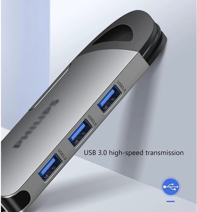 Alt view image 5 of 7 - Port Expander USB C Docking Station 8-in-1 USB C Hub Adapter Aluminum Shell (4K HDMI, 3 USB3.0, SD/TF Card Reader, 60W PD, Ethernet Port USB Splitter