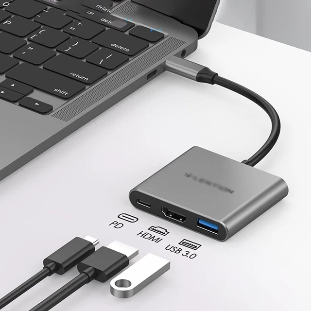 Alt view image 2 of 7 - Port Expander USB C Hub Type C Hub for USB C Device 3 in 1 USB C to HDMI Multiport Adapter with 100W PD, 4K HDMI, USB 3.0 Ports USB Splitter (Color : Grey)