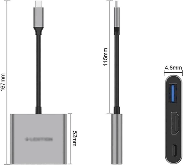 Alt view image 7 of 7 - Port Expander USB C Hub Type C Hub for USB C Device 3 in 1 USB C to HDMI Multiport Adapter with 100W PD, 4K HDMI, USB 3.0 Ports USB Splitter (Color : Grey)