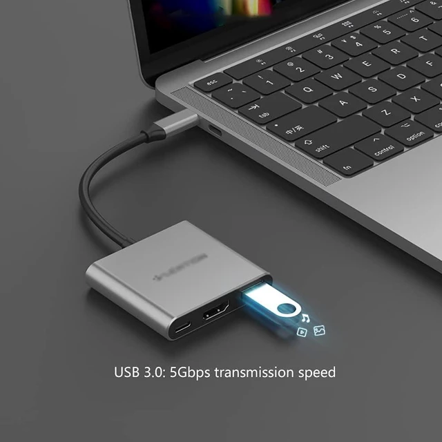 Alt view image 5 of 7 - Port Expander USB C Hub Type C Hub for USB C Device 3 in 1 USB C to HDMI Multiport Adapter with 100W PD, 4K HDMI, USB 3.0 Ports USB Splitter (Color : Grey)